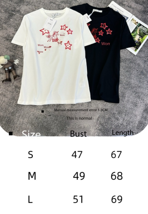 CD SS26 Broderie Licorne Étoiles T-shirt Coton 350679