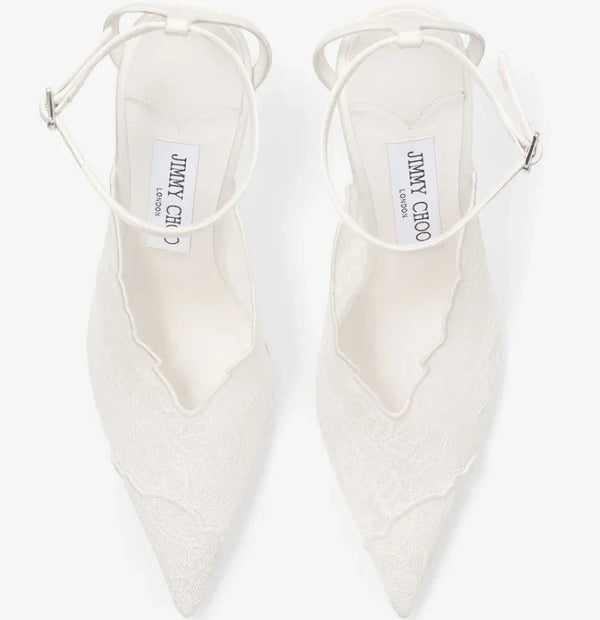 Jimmy Choo 2026 Faiz 100 Pump White Lace Leather