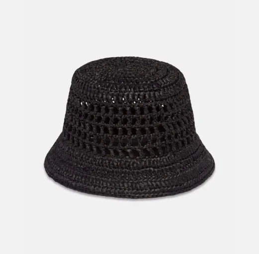 Chapeau cloche Prada en raphia tressé noir