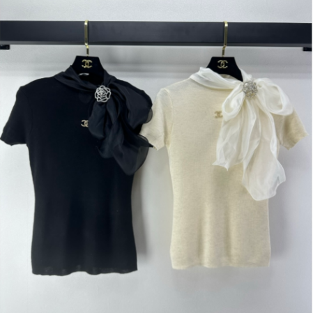 CC 2026 Bow Tie Short-Sleeve Shirt Viscose 361048