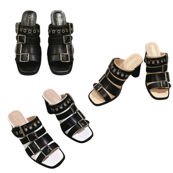 CD 25 Punk Heeled Slide Lambskin with Leather Buckle 241956