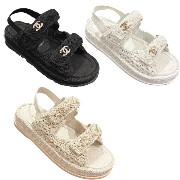 CC 25S Dad Sandal Raffia Calfskin