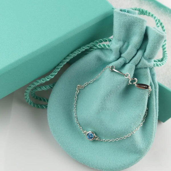 BRACCIALE A BOLLA CON DIAMANTI, ARGENTO STERLING, ACQUAMARINA