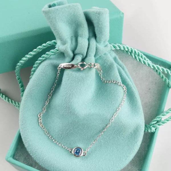 BRACCIALE A BOLLA CON DIAMANTI, ARGENTO STERLING, ACQUAMARINA