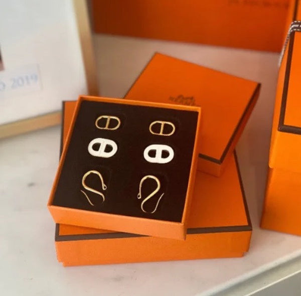 O'MAILLON EARRINGS CALFSKIN WITH ROSE GOLD PLATED HARDWARE