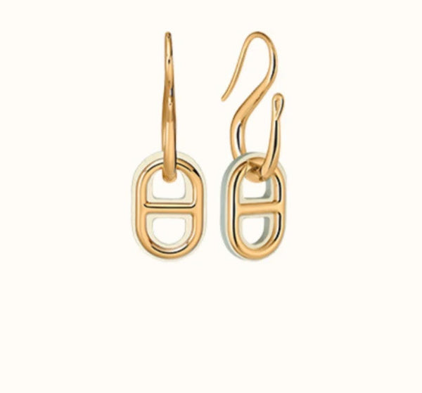 O'MAILLON EARRINGS CALFSKIN WITH ROSE GOLD PLATED HARDWARE