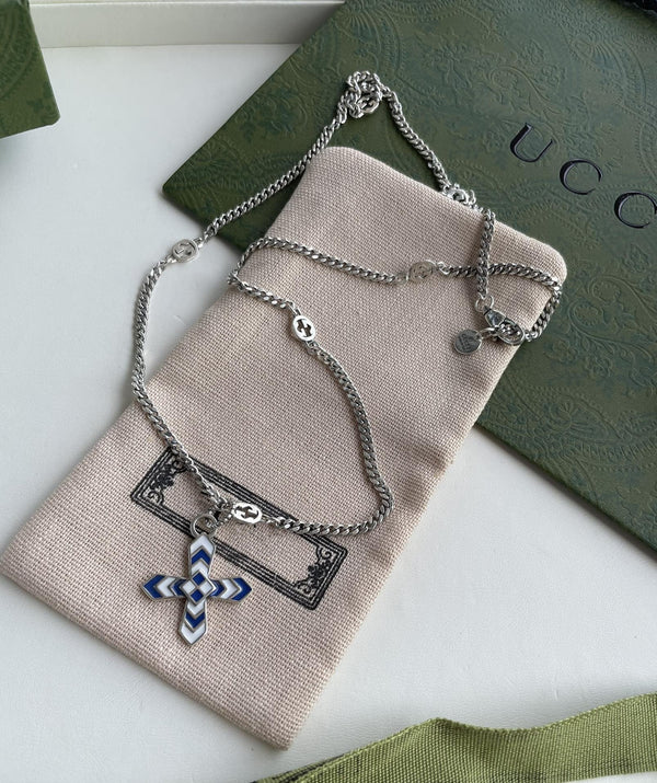 GG WOMEN'S NECKLACE WITH CROSS MOTIF PENDANT