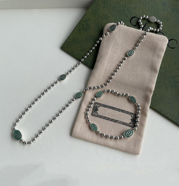 INTERLOCKING G BOULE CHAIN NECKLACE SILVER