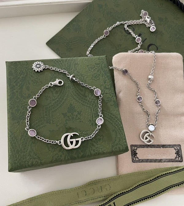 GG DOUBLE G MOTHER-OF-PEARL NECKLACE