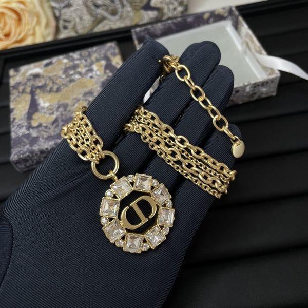 PETIT CD NECKLACE GOLD-FINISH METAL WITH WHITE AND SILVER