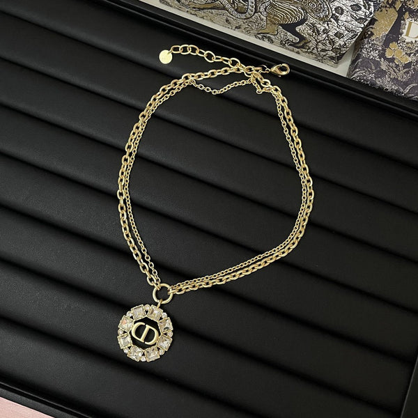 PETIT CD NECKLACE GOLD-FINISH METAL WITH WHITE AND SILVER