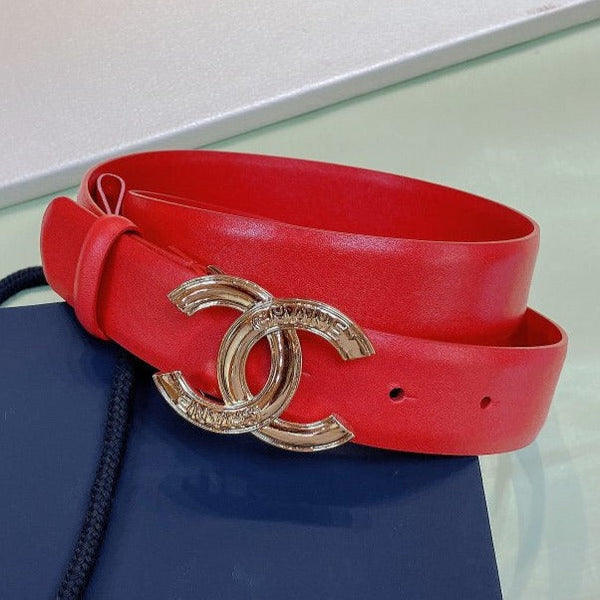 CINTURA DONNA CC FIBBIA 3.0CM PELLE ORO ROSA ROSSA