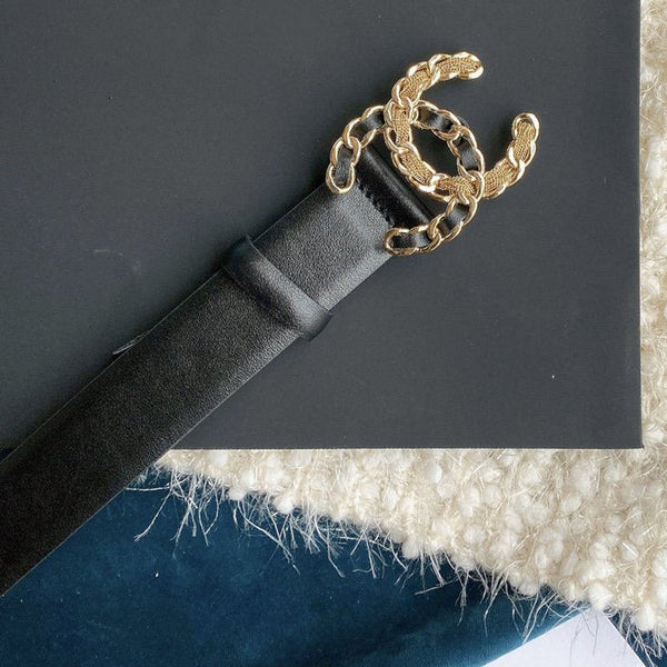 CC WOMEN'S BELT 3.0CM BUCKLE MULTICOLOR LEATHER BLACK