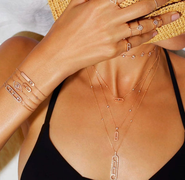 MOVE UNO 2 RANGS PAVED NECKLACE