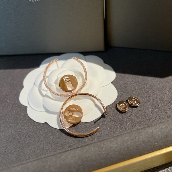 CREOLES LUCKY MOVE PM PINK GOLD DIAMOND EARRINGS