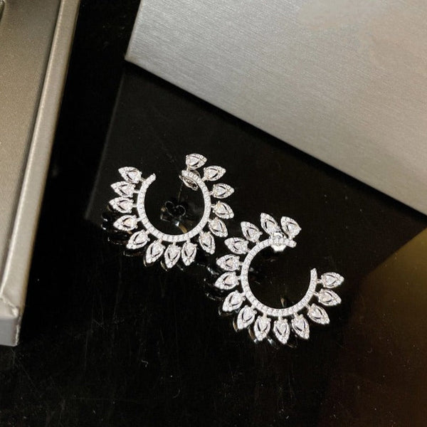 DESERT BLOOM L SILVER DIAMOND EARRINGS