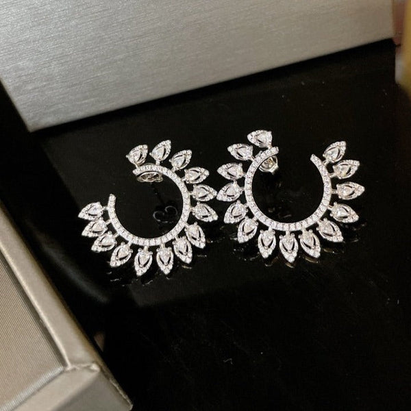 DESERT BLOOM L SILVER DIAMOND EARRINGS