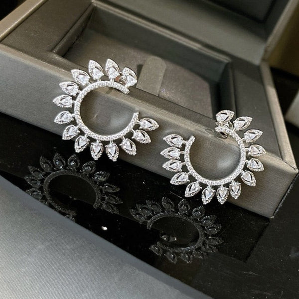 DESERT BLOOM L SILVER DIAMOND EARRINGS