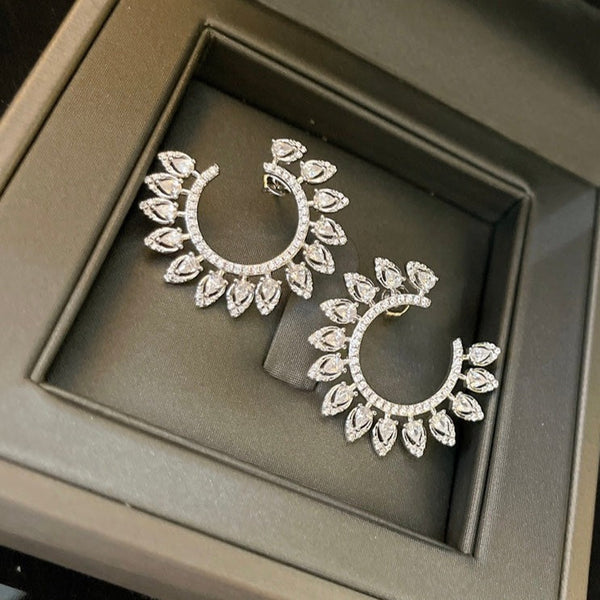 DESERT BLOOM L SILVER DIAMOND EARRINGS