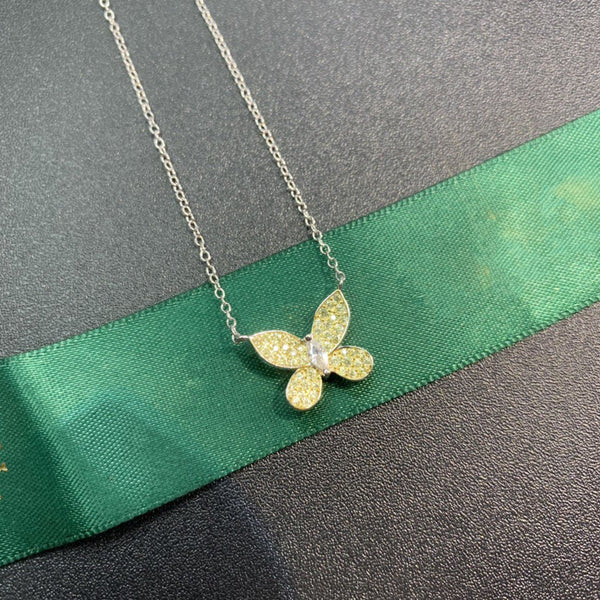 COLLANA FARFALLA CON DIAMANTI GIALLI PAVATI