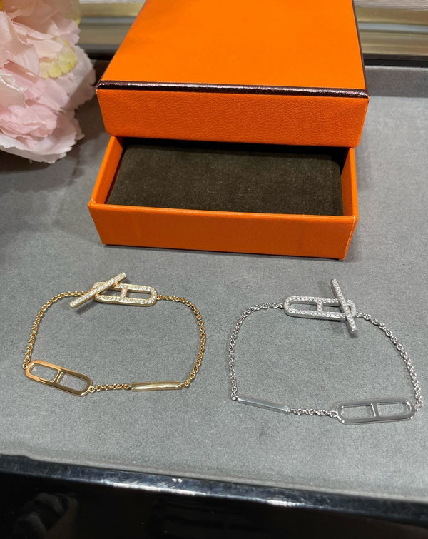 BRACCIALE CHAINE D'ANCRE PM EVER IN ORO ROSA 18K CON DIAMANTI ST