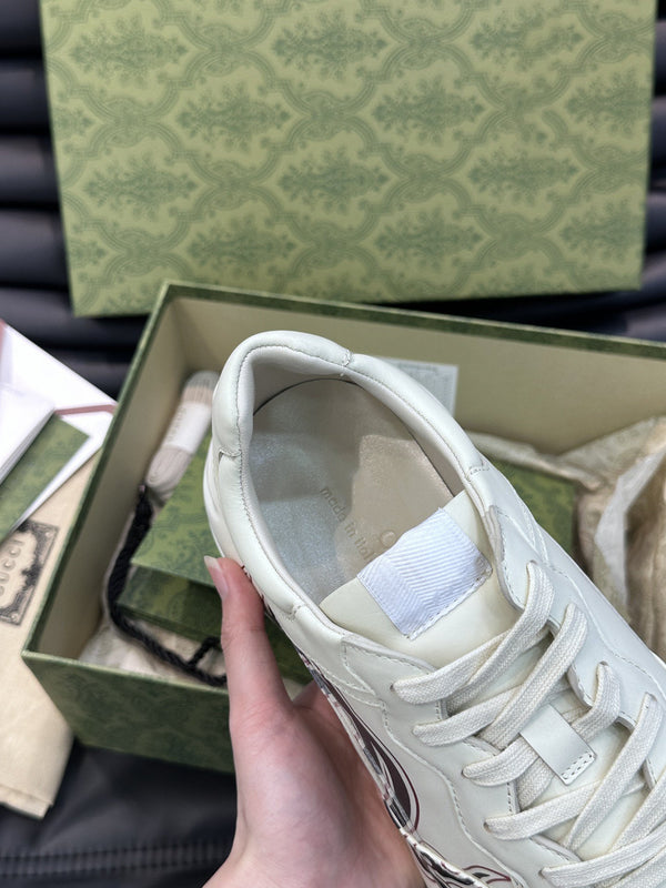 GG RHYTON LEATHER SNEAKERS WITH BLACK LOGO