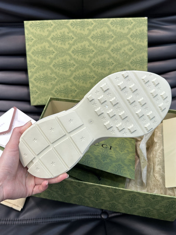 GG RHYTON LEATHER SNEAKERS WITH BLACK LOGO