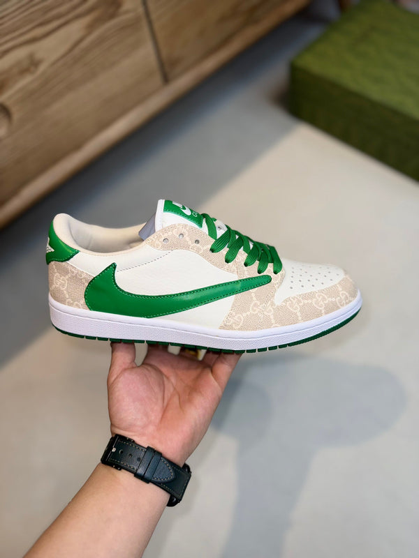 GG LOW TRAVIS GREEN WHITE LEATHER