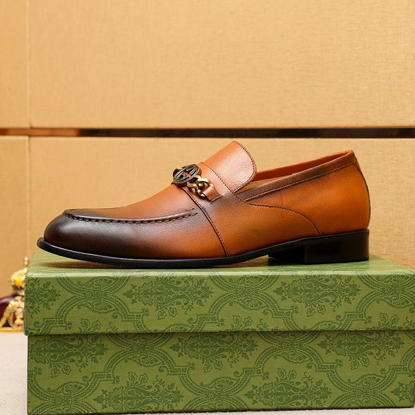 MOCASSINI IN PELLE MARRONE GG DA UOMO