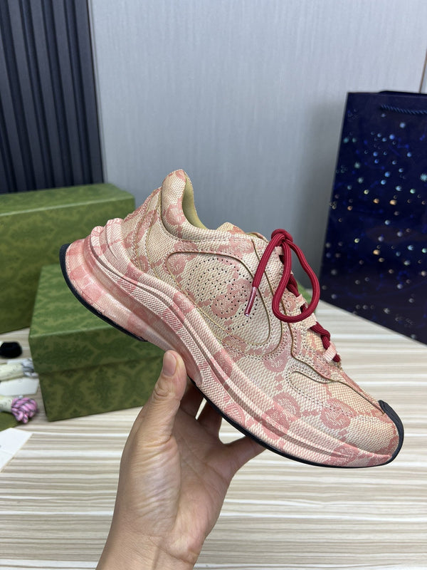 GG RUN DARK PINK LEATHER SNEAKERS