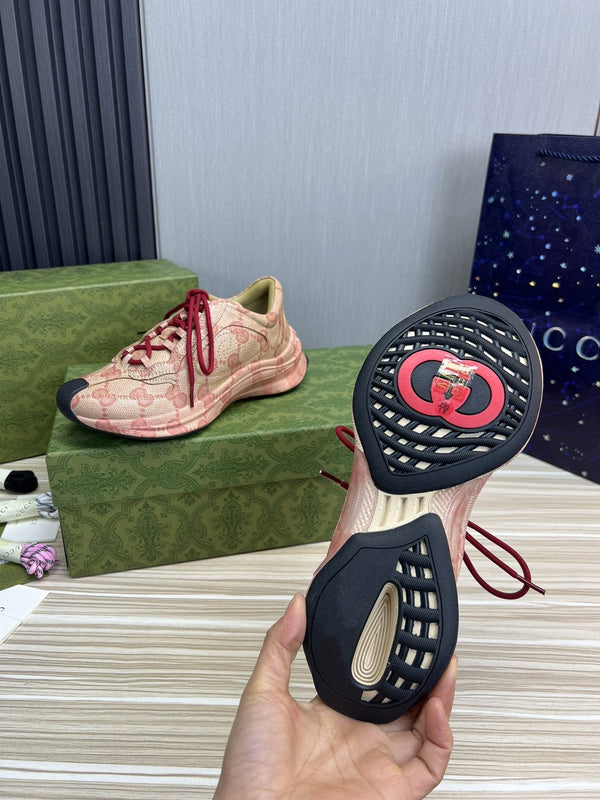 GG RUN DARK PINK LEATHER SNEAKERS