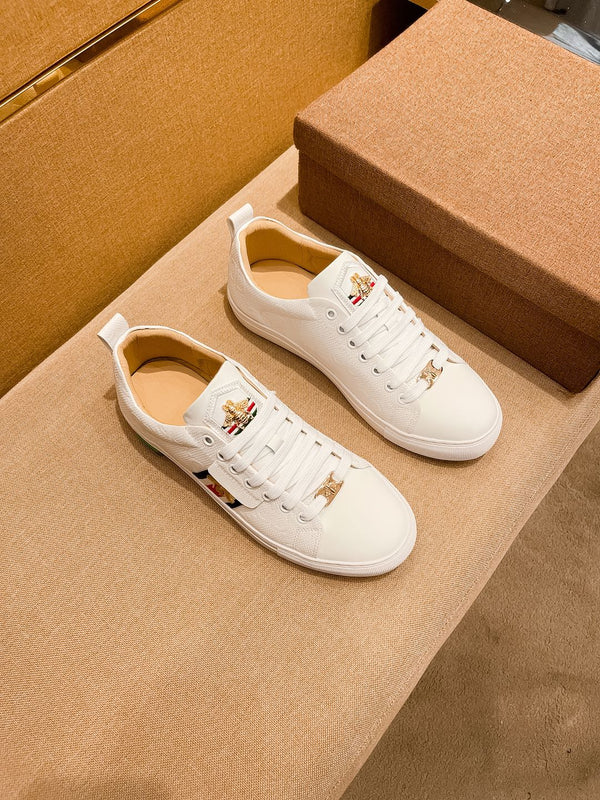GG ACE EMBROIDERED BEE WHITE LEATHER