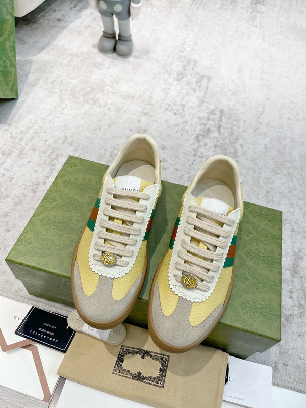 SNEAKERS GG IN PELLE GIALLA ARDESIA
