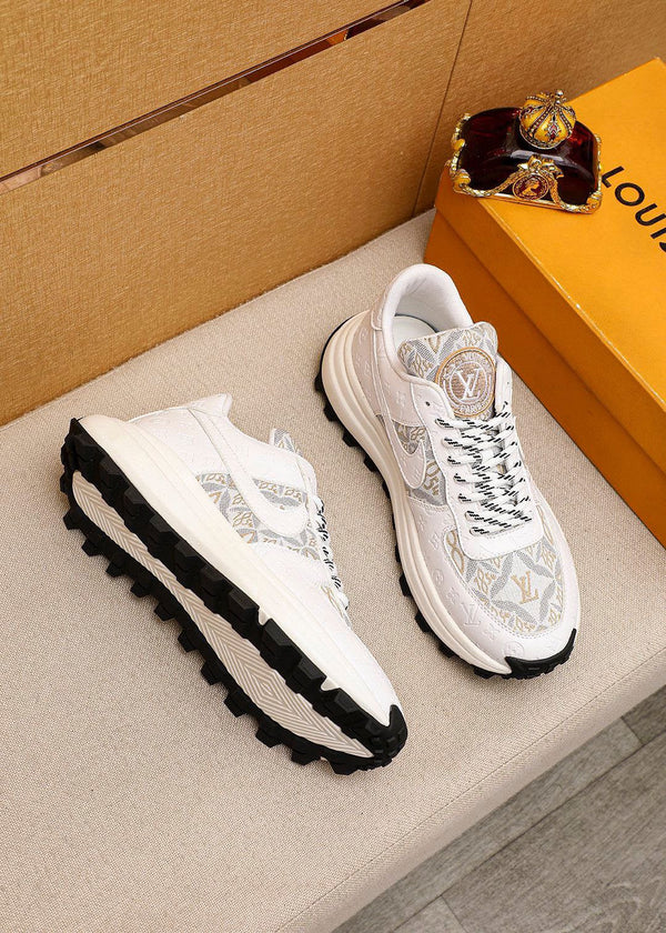 LV HIGH-END CLASSIC WHITE SUEDE MEN'S SHOES