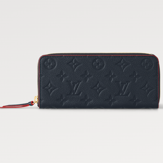 PORTAFOGLIO CLEMENCE 20CM BLU ROSSO MONOGRAMMA IMPREINTA IN PELLE