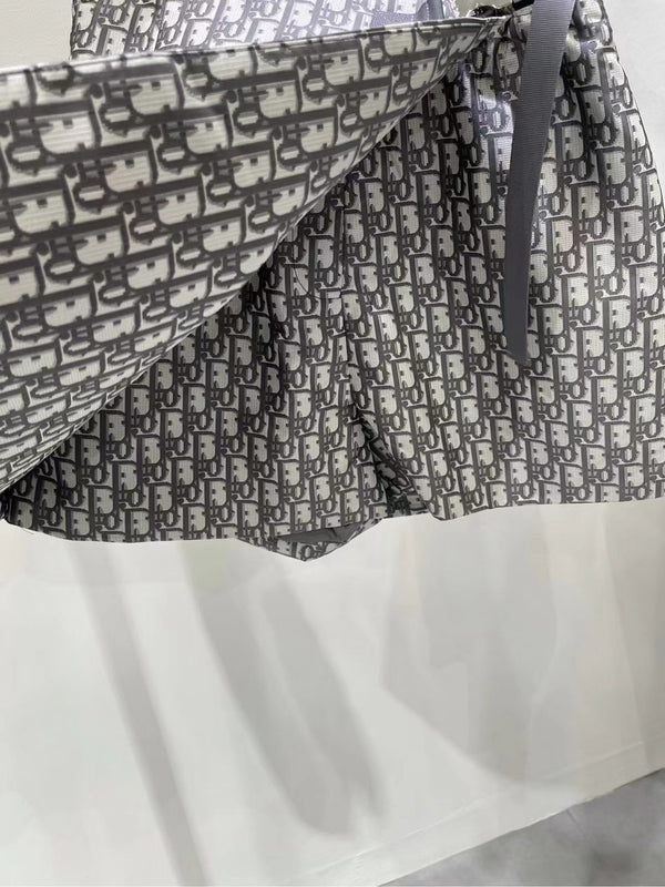 Dior 25C Belt Shirt Short in Gray and White Jacquard