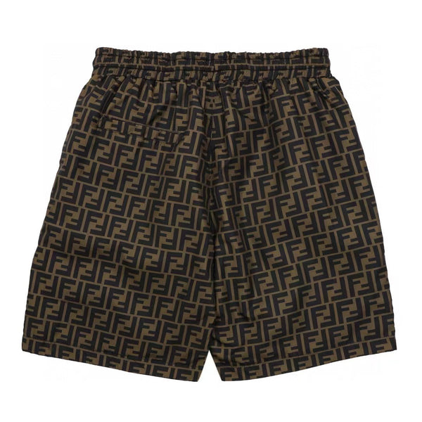 Fend Men Swim Short in Brown Nylon