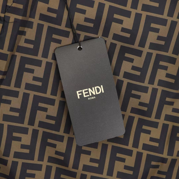 Fend Men Swim Short in Brown Nylon