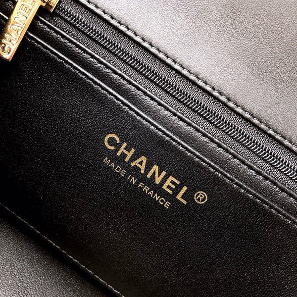 MINI RECTANGLE FLAP BAG 20CM BLACK LAMBSKIN GOLD HARDWARE