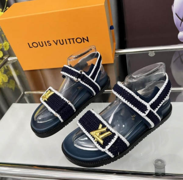 LV Sunset Comfort Sandal Dark Blue Cotton Leather