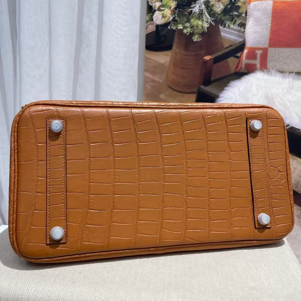 HM BIRKIN 30cm Bronze Matte Alligator Leather Silver Hardware