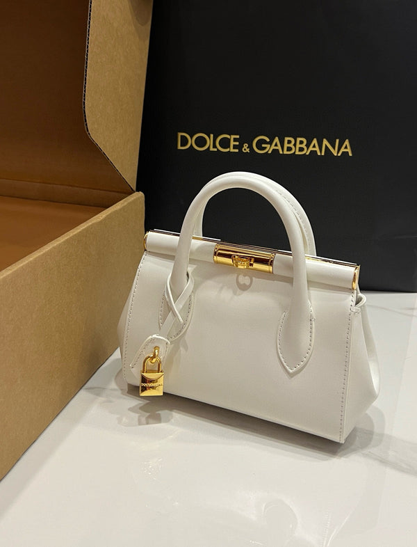 Dolce & Gabbana Mini Marlene 19cm Bag in White Calfskin