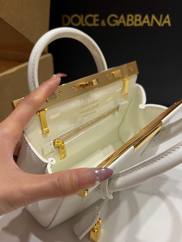 Dolce & Gabbana Mini Marlene 19cm Bag in White Calfskin