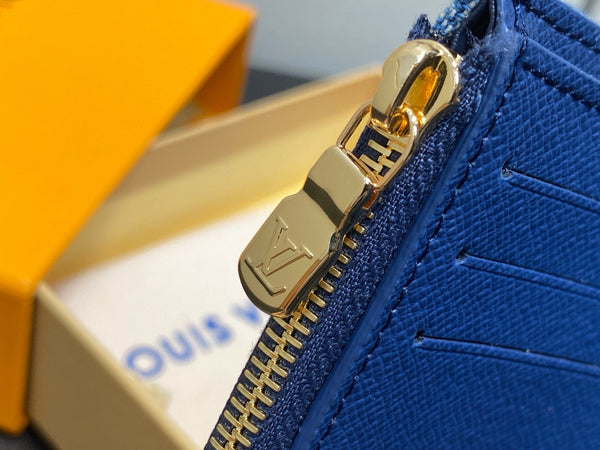 ALV Victorine Monogram Wallet Denim Blue Cotton Cowhide