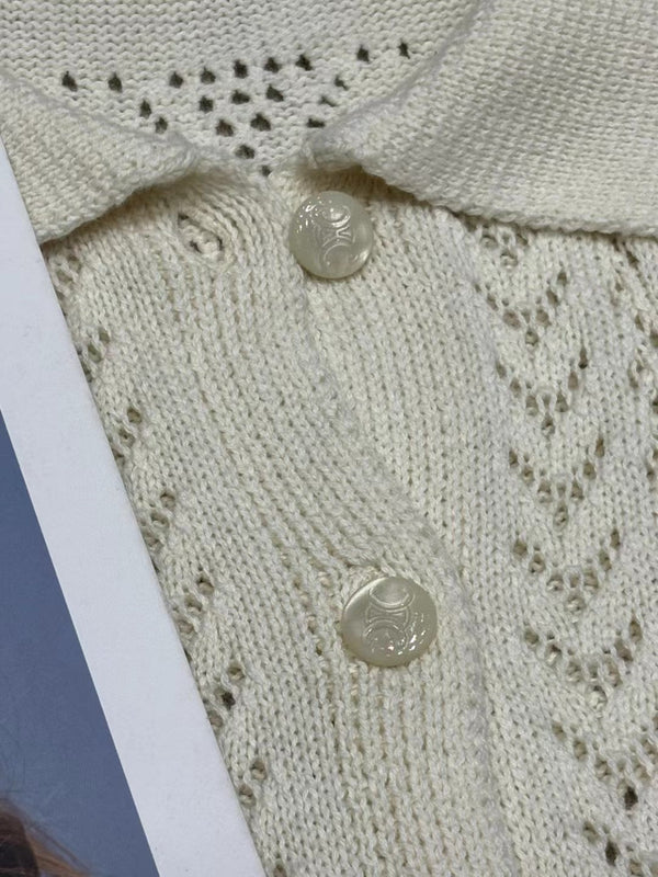 Celine Short Cardigan in Off White Cashmere