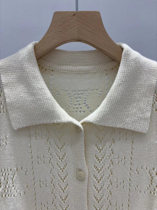 Celine Short Cardigan in Off White Cashmere