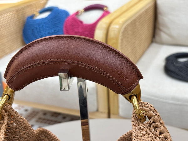 Chloe 2025 Summer Banana Hobo Bag Summery Brown In Raffia