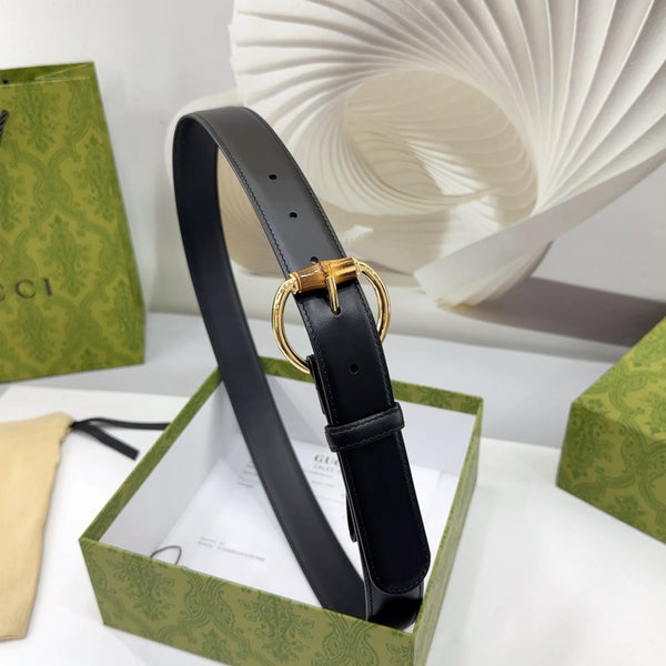 GG BELT CASUAL SQUARE BUCKLE 30MM BLACK LEATHER