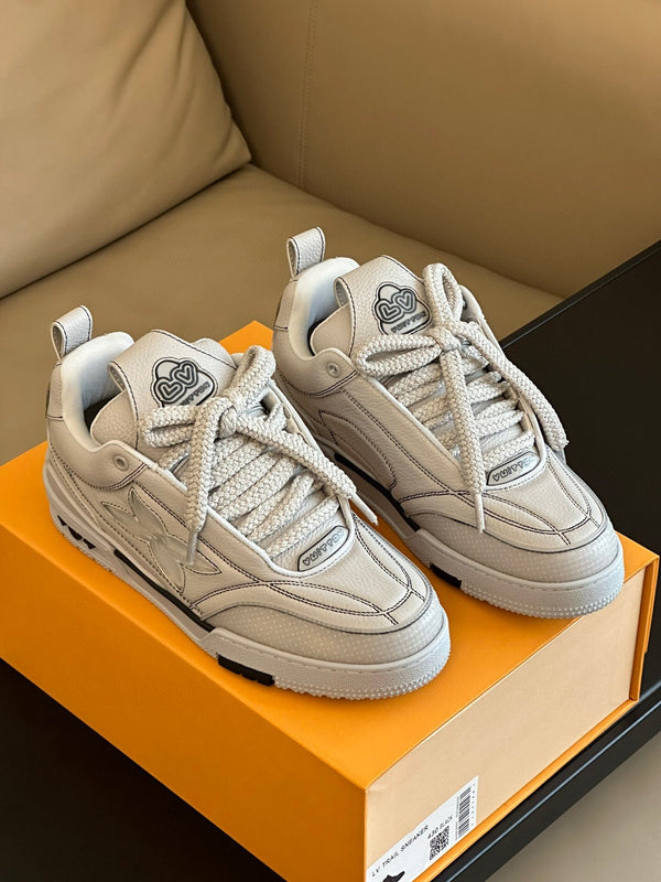 LV Skate Sneaker Off White Cowhide and Mesh Fabric