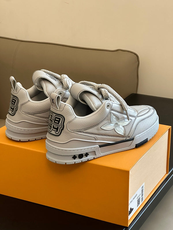 LV Skate Sneaker Off White Cowhide and Mesh Fabric